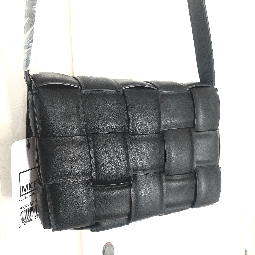 MKF Collection Woven Crossbody Vegan Leather NWT